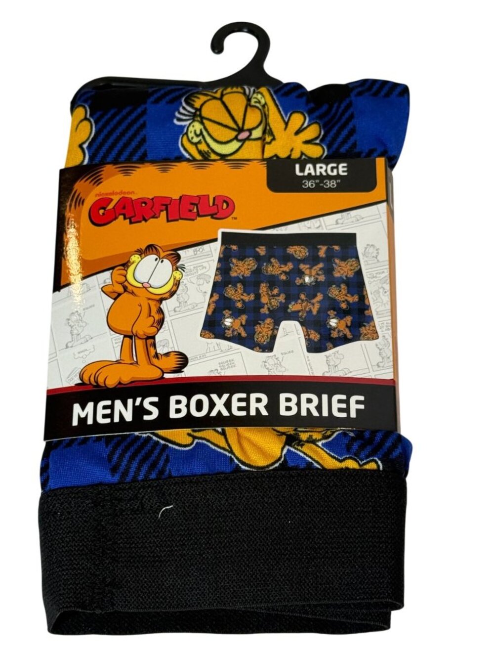Garfield Men’s Large 36-38 Boxer Brief Blue Plaid Character Print Cartoon